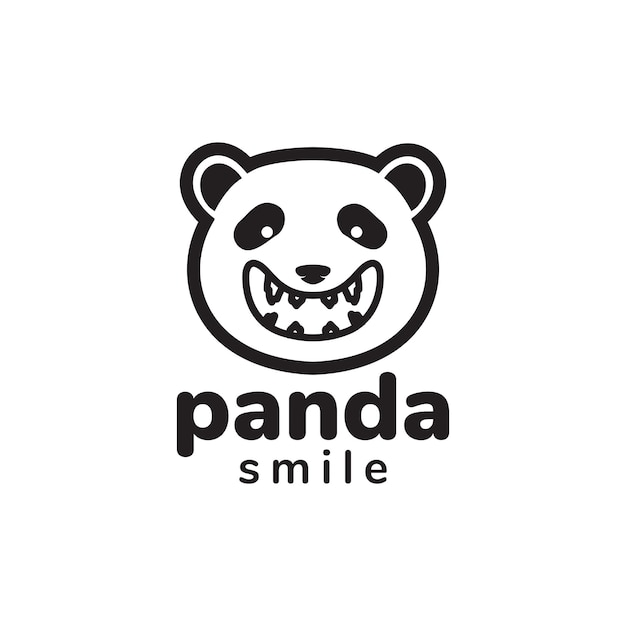 Cara panda lindo gran sonrisa diseño de logotipo vector gráfico símbolo icono signo ilustración idea creativa