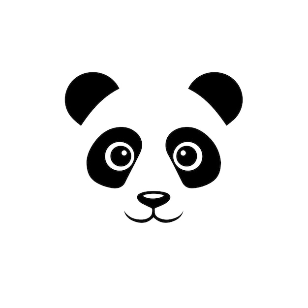 una cara de panda con marcas blancas y negras en ella