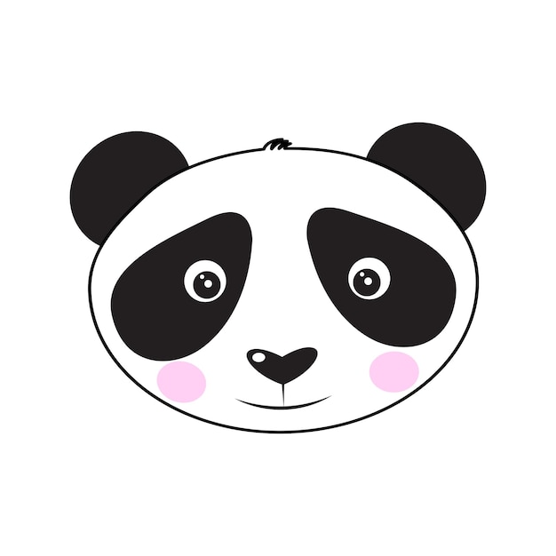 Cara de panda triste Linda cara de panda Ilustración vectorial aislada sobre fondo blanco