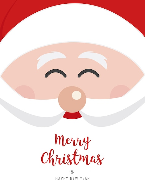 Cara de Papá Noel sonrisa tarjeta de texto de felicitación de Navidad