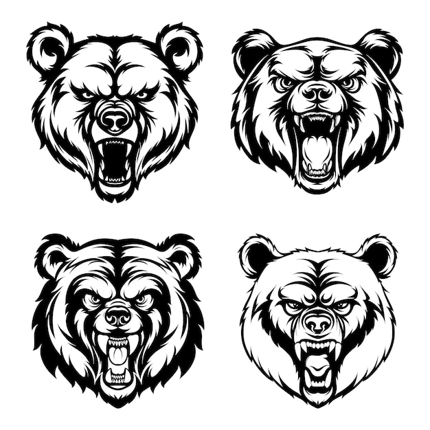 cara de pardo enojado con la boca abierta Impresión para camisetas arte vectorial