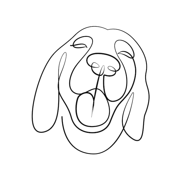 Cara de perro ilustración de arte de una línea en blanco y negro