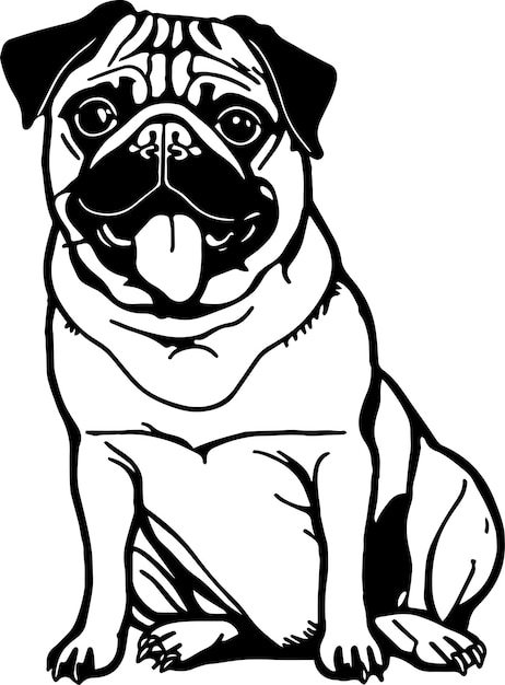 Cara de perro Pug aislada en un fondo blanco SVG Vector Ilustración