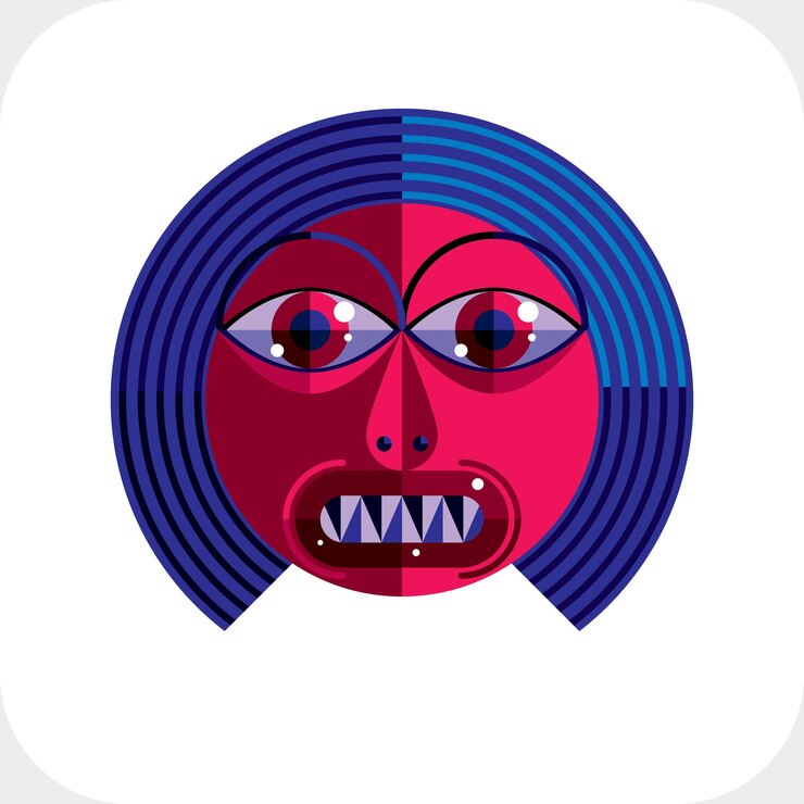 Vector cara de personalidad colorida ilustración vectorial hecha de figuras geométricas. imagen de diseño plano, estilo cubismo.
