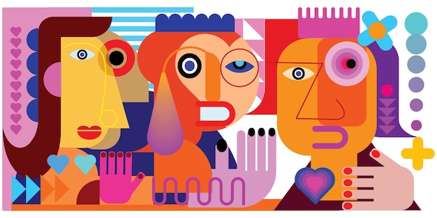 Cara de personas abstractas coloridas con ilustración de vector de arte de forma geométrica Diseño de persona de retrato