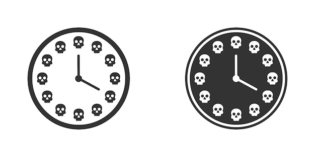 Cara de reloj con calaveras ilustración vectorial
