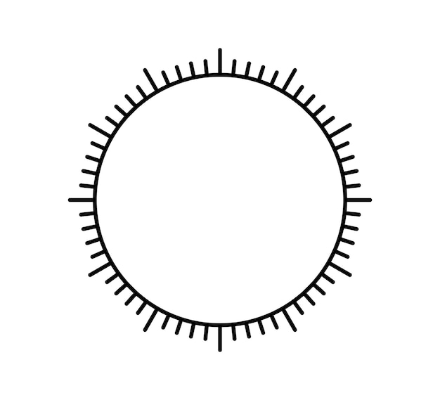 Vector cara de reloj mecánico en blanco dividido en segundos y minutos escala de medidor redondo marcador de reloj plantilla de temporizador cara de reloje simple ilustración vectorial en fondo blanco