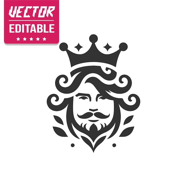 cara de reyes con corona de cabello largo y rizos frescos vector