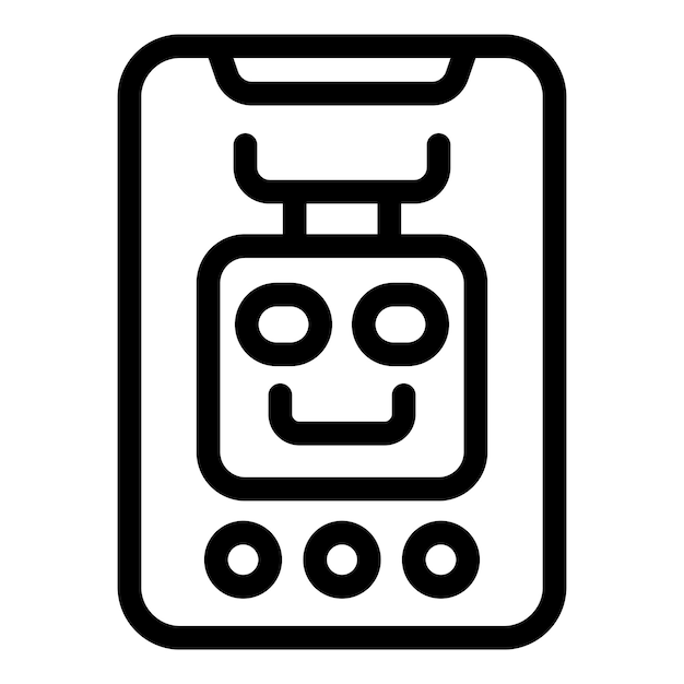 Cara de robot sonriendo en la pantalla de un teléfono inteligente que muestra el concepto de inteligencia artificial