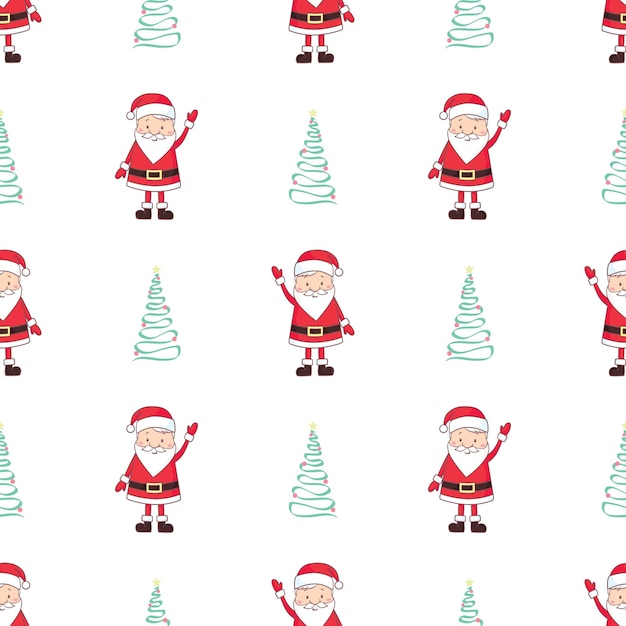 Cara de Santa Claus de dibujos animados patrón vectorial sin costuras fondo vacaciones