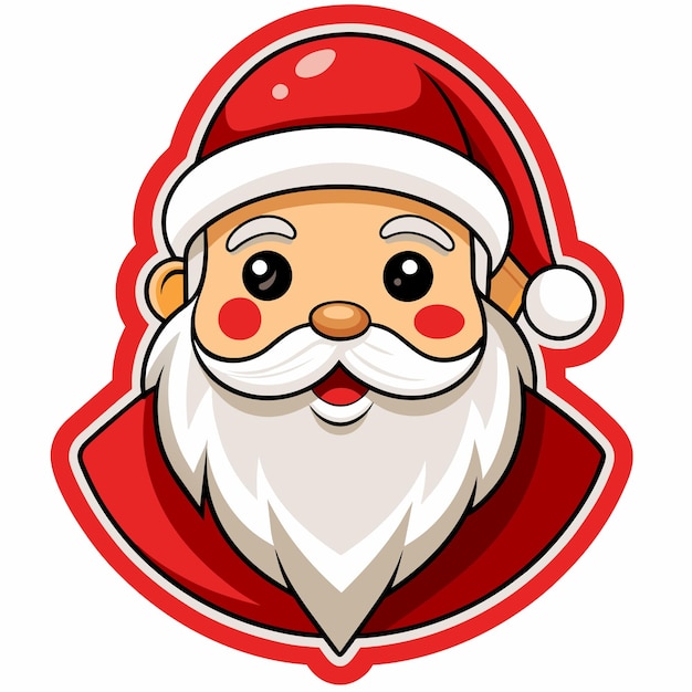 Vector una cara de santa con un sombrero de santa en ella dibujado a mano caricatura pegatina icono concepto ilustración aislada