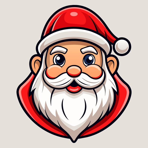 Vector una cara de santa con un sombrero de santa en ella dibujado a mano caricatura pegatina icono concepto ilustración aislada