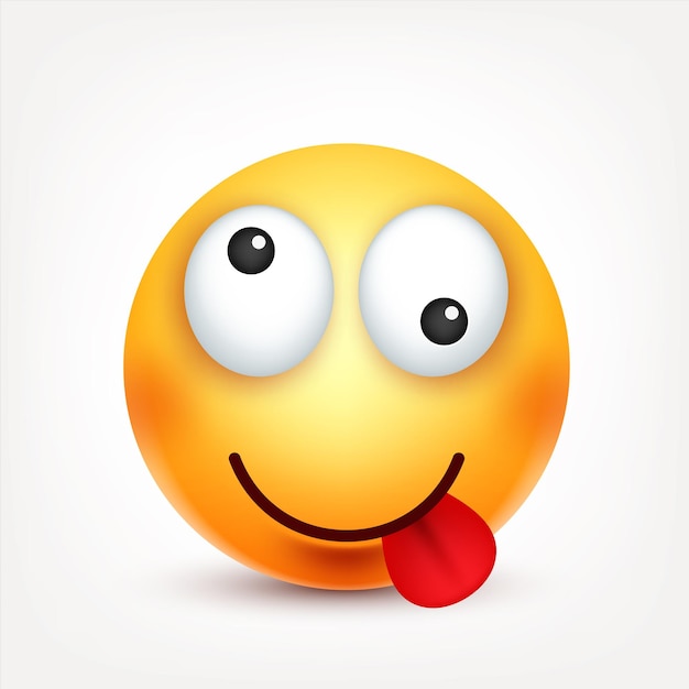 Cara sonriente con emociones emoji realista triste o feliz emoticono enojado personaje de dibujos animados ilustración vectorial