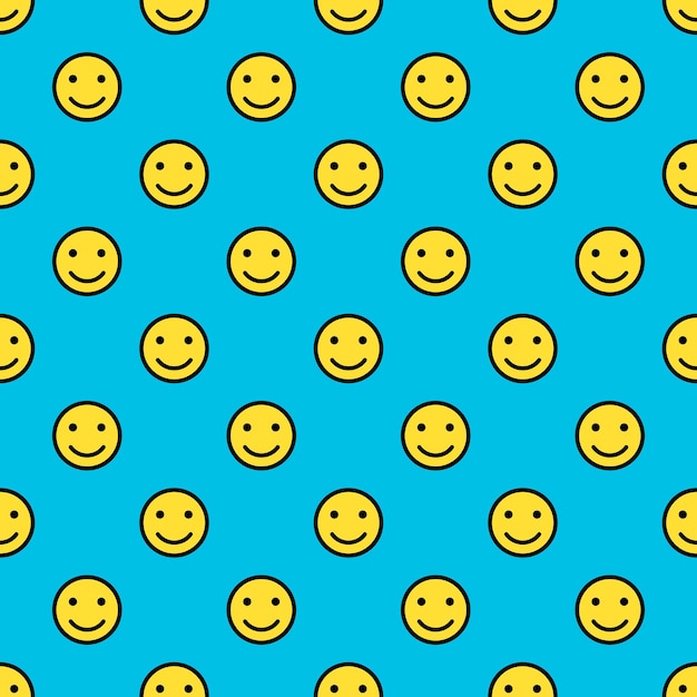 Cara sonriente emoji feliz caras amarillas sonrientes caras redondas patrón sin costuras