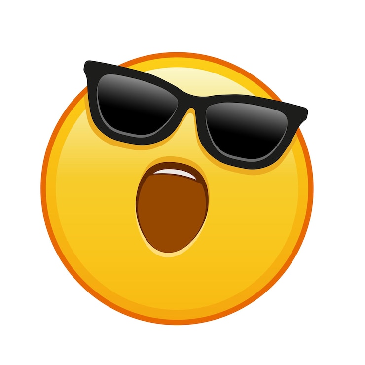 Vector una cara sonriente con gafas de sol gran tamaño de emoji amarillo sonrisa
