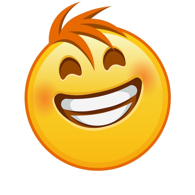 Cara sonriente con ojos sonrientes Gran tamaño de emoji amarillo sonrisa con cabello