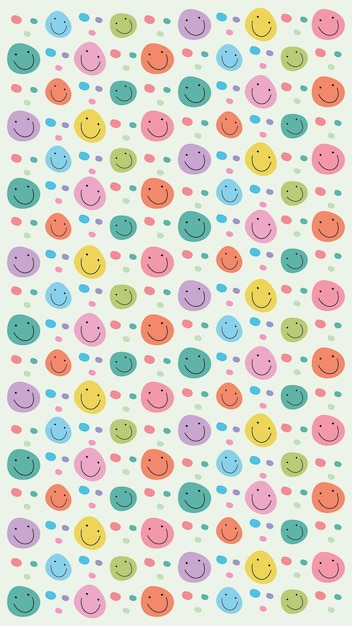 Cara sonriente patrón multicolor fondo vectorial retro