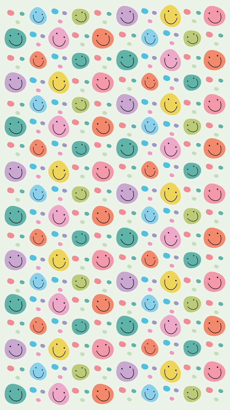 Cara sonriente patrón multicolor fondo vectorial retro