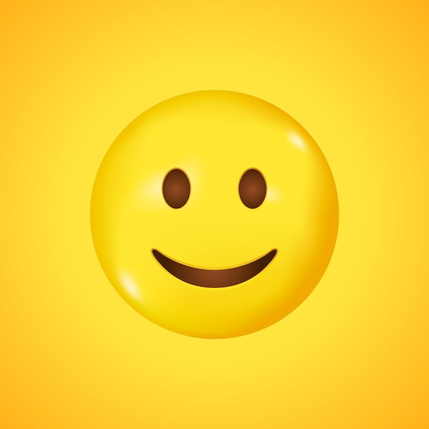 Cara sonriente. sonrisa vector emoji. emoticon feliz. emoticon lindo aislado sobre fondo amarillo. gran sonrisa en 3d.