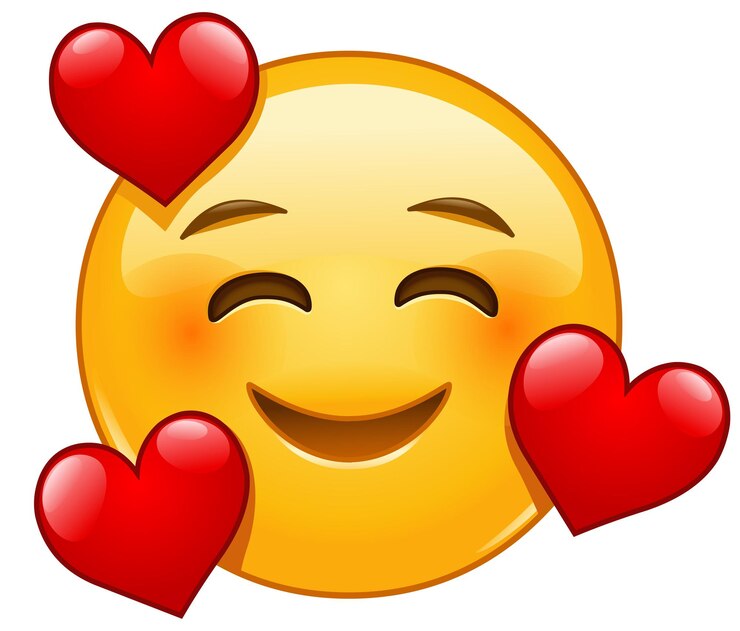 Vector cara sonriente con tres corazones emoji emoticon