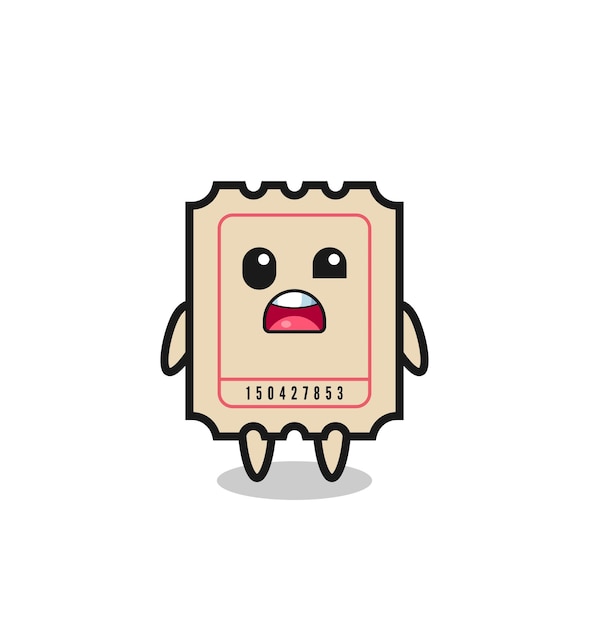 La cara de sorpresa de la linda mascota del boleto, diseño de estilo lindo para camiseta, pegatina, elemento de logotipo