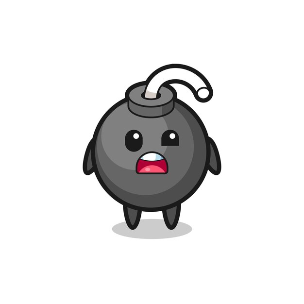 La cara de sorpresa de la linda mascota de la bomba, diseño de estilo lindo para camiseta, pegatina, elemento de logotipo
