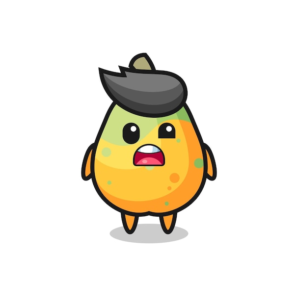 La cara de sorpresa de la linda mascota de la papaya, diseño de estilo lindo para camiseta, pegatina, elemento de logotipo