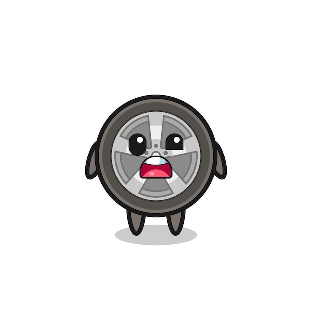 Vector la cara de sorpresa de la linda mascota de la rueda de coche, diseño de estilo lindo para camiseta, pegatina, elemento de logotipo