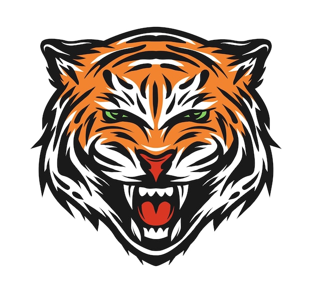 Cara de tigre agresivo Símbolo de signo Ilustración vectorial