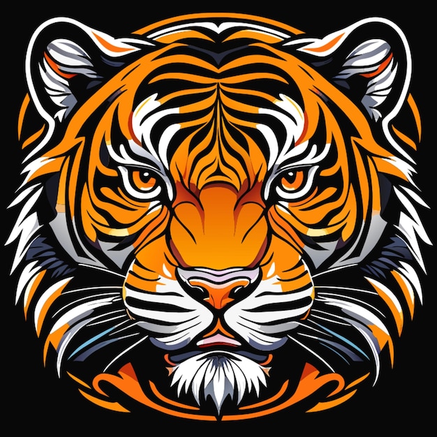 Cara de un tigre gran camiseta diseño ilustración vectorial
