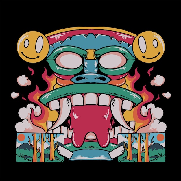 Cara de tiki enojado