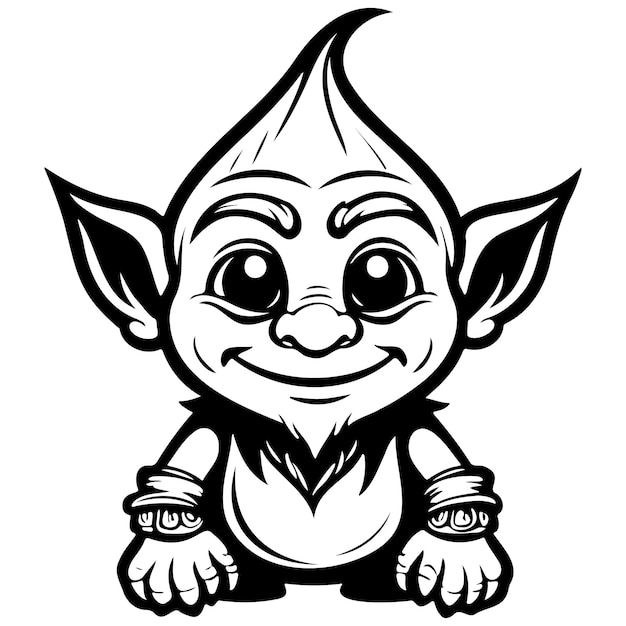 cara de troll de dibujos animados tinta ilustración de línea dibujada a mano fondo transparente
