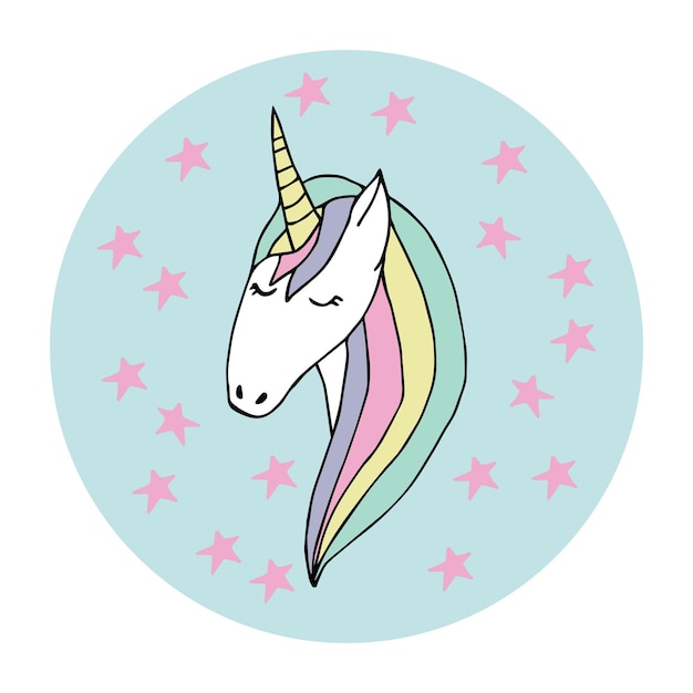 Cara unicornio garabato color 1