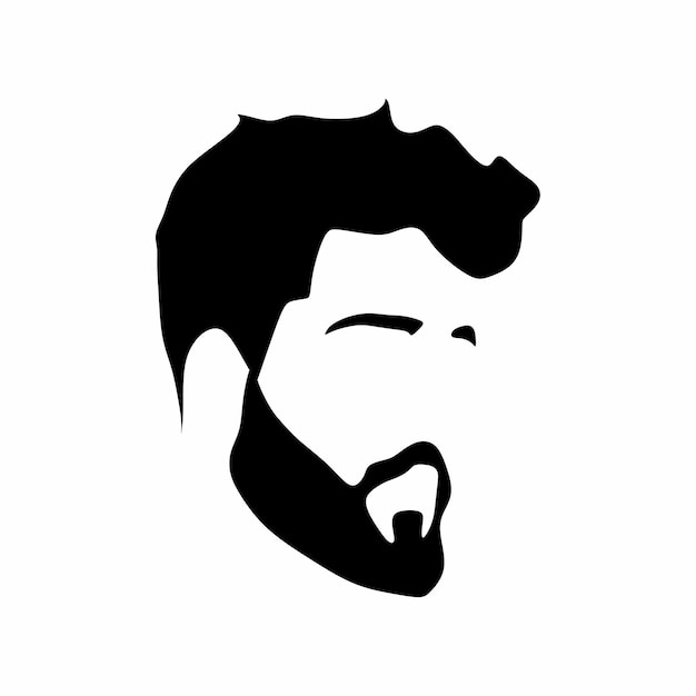 cara de vector y logotipo de cara de barbero y logotipo de salón de hombre vector PNG diseño en blanco y negro