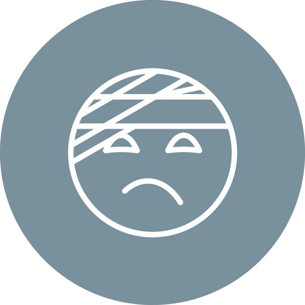 Cara con vendaje en la cabeza Ilustración del icono vectorial del conjunto de íconos Emoji