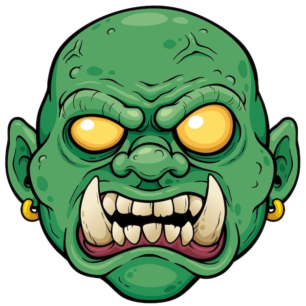 Vector cara de zombie de dibujos animados