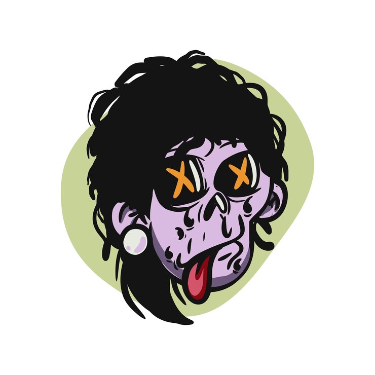 Cara zombie ilustración de dibujos animados para logotipo emoticon esport mascota vector para diseño de camiseta y pegatina