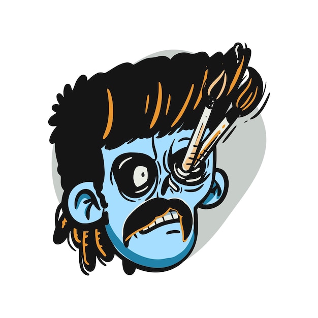 Cara zombie ilustración de dibujos animados para logotipo emoticon esport mascota vector para diseño de camiseta y pegatina