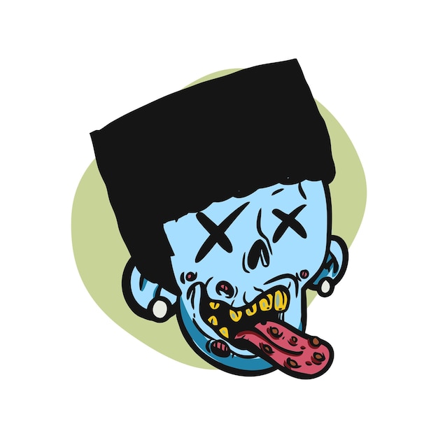 Cara zombie ilustración de dibujos animados para logotipo emoticon esport mascota vector para diseño de camiseta y pegatina
