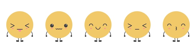 Carachas de emoji de dibujos animados con diferentes colecciones de ilustraciones de vectores de estado de ánimo