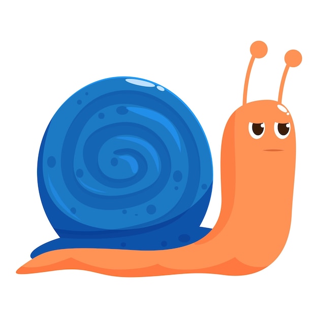 Caracol azul que se arrastra con cuerpo naranja y cara graciosa