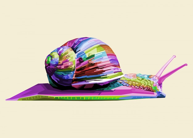 Vector caracol colorido en arte pop geométrico