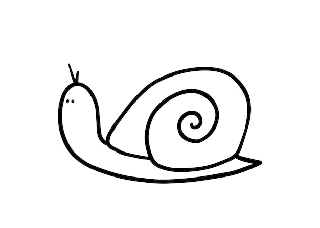 Caracol en concha lento movimiento almeja animal garabato lineal dibujos animados para colorear