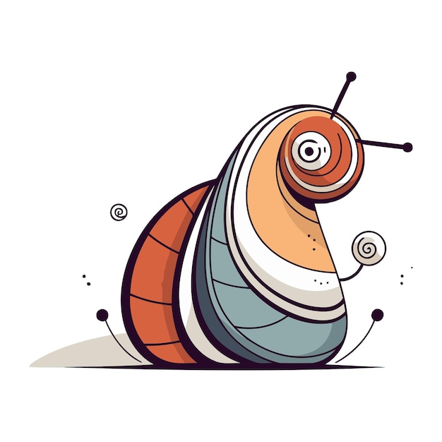 Caracol de dibujos animados sobre un fondo blanco ilustración vectorial en estilo plano