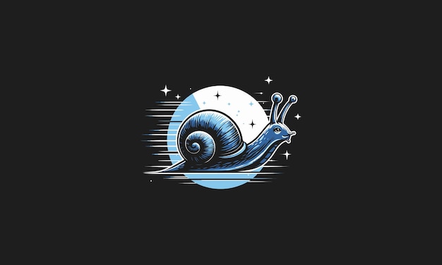 Caracol en la noche de la luna diseño plano vectorial