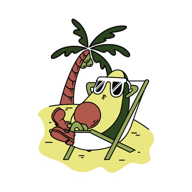 Carácter Aguacate Relax Ilustración Gráfica
