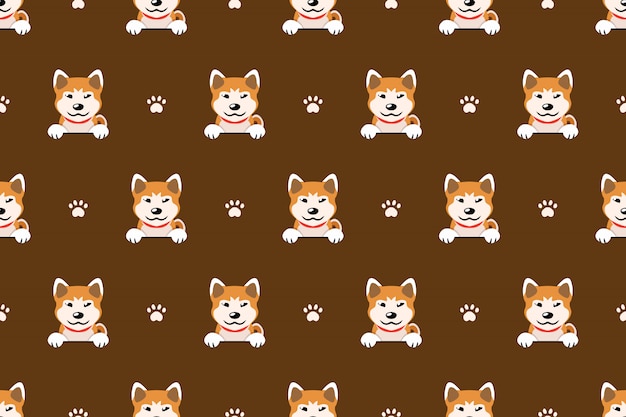 Carácter akita inu perro de fondo sin fisuras patrón