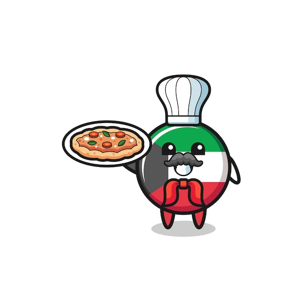 Carácter de la bandera de Kuwait como mascota del chef italiano