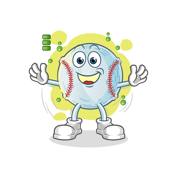 Carácter de batería llena de béisbol. vector de mascota de dibujos animados