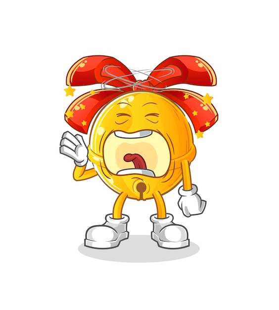 Carácter de bostezo de gota de chocolate. vector de mascota de dibujos animados